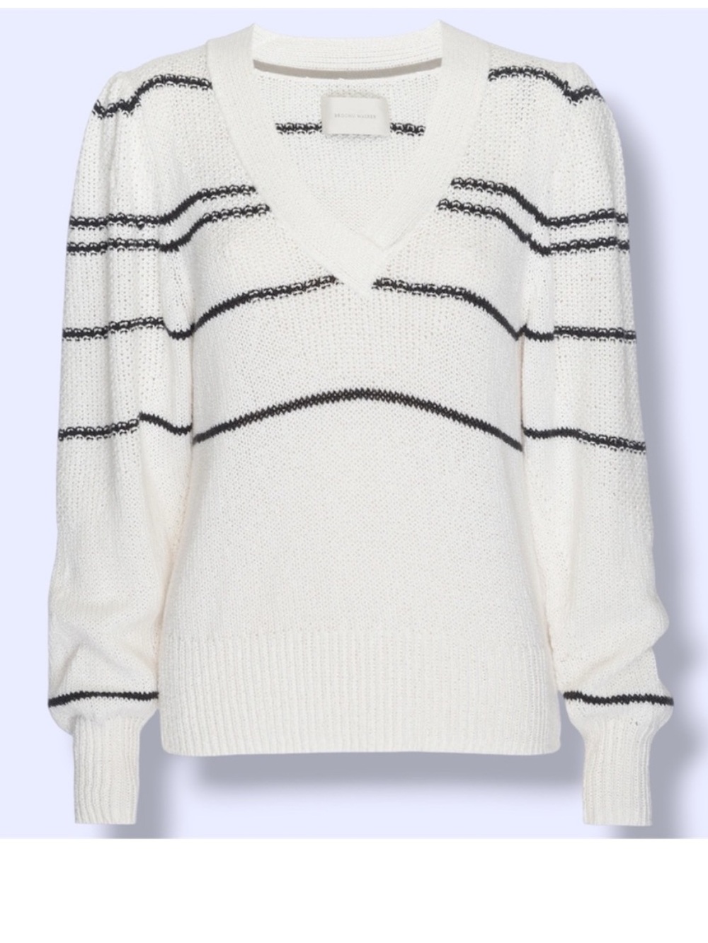 Brochu Walker Sasha Striped Cotton/Wool Blend Puff Sleeve Sweater Size Medium